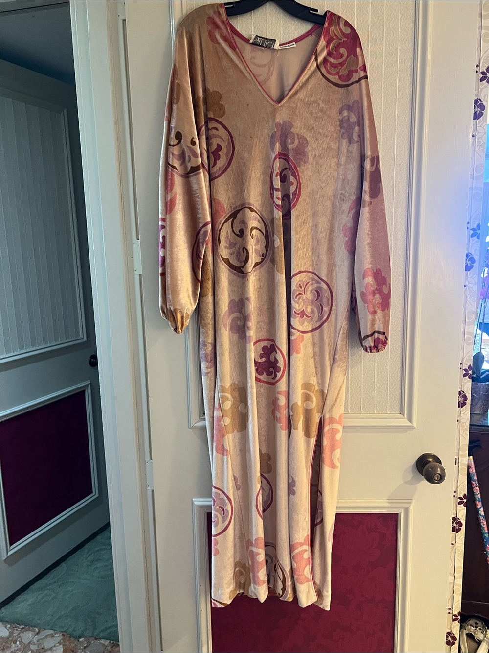 Women's Long Floral Maxi Dress in Pink & Beige
